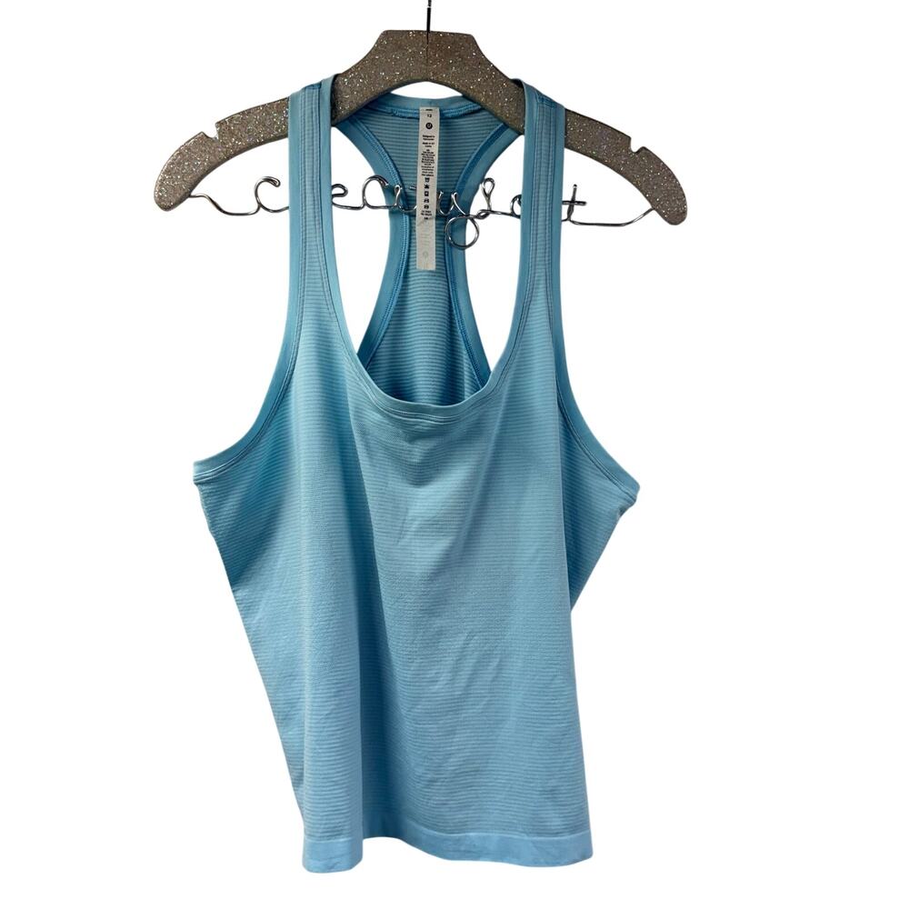 Lululemon Swiftly Tank Crop 12 Blue Racerback Sleeveless Stretchy Athletic Yoga